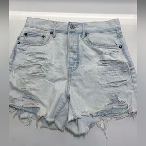 Distressed Light Blue Denim Shorts